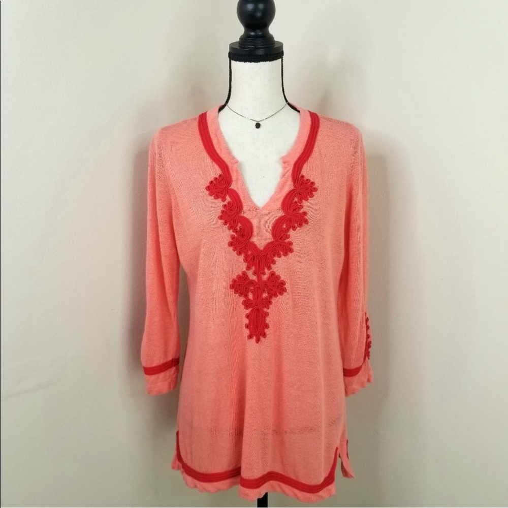 Soft Surroundings Coral knit  tunic top PL